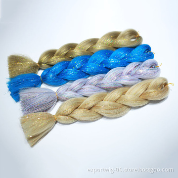 New design Jumbo Ombre Braiding Hair with Glitter hair tinsel Crochet Braiding 24 inch 100g Synthetic Hair Extensions
